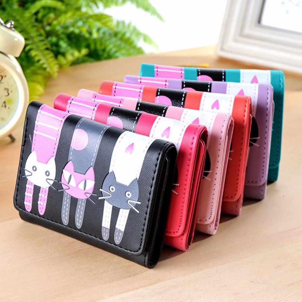 06-0_Women-s-cat-pattern-coin-purse-short-wallet-card-bag-handbag-cat-short-ladies-wallet-Mini